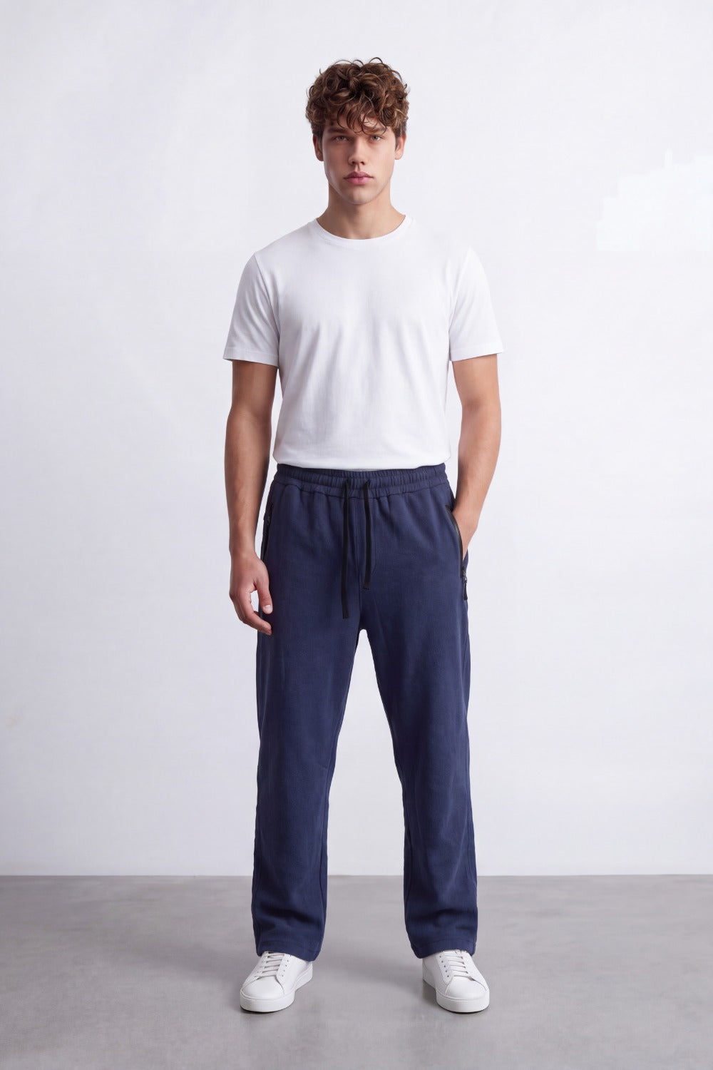 Men's Tomato Store Soft Brushed Twill Sweatpants Elastic Drawstring Waist Relaxed Wide Leg