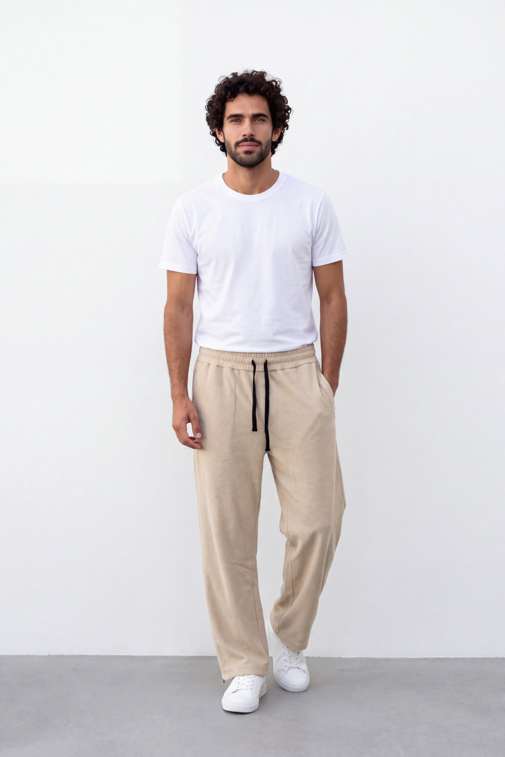 Men's Tomato Store Soft Brushed Twill Sweatpants Elastic Drawstring Waist Relaxed Wide Leg