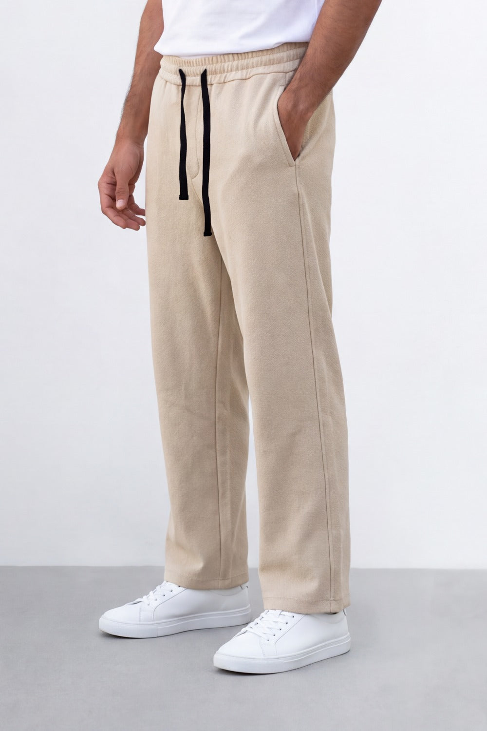 Men's Tomato Store Soft Brushed Twill Sweatpants Elastic Drawstring Waist Relaxed Wide Leg