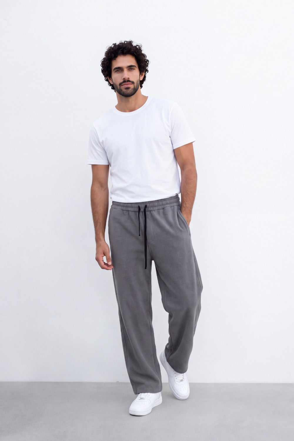 Men's Tomato Store Soft Brushed Twill Sweatpants Elastic Drawstring Waist Relaxed Wide Leg
