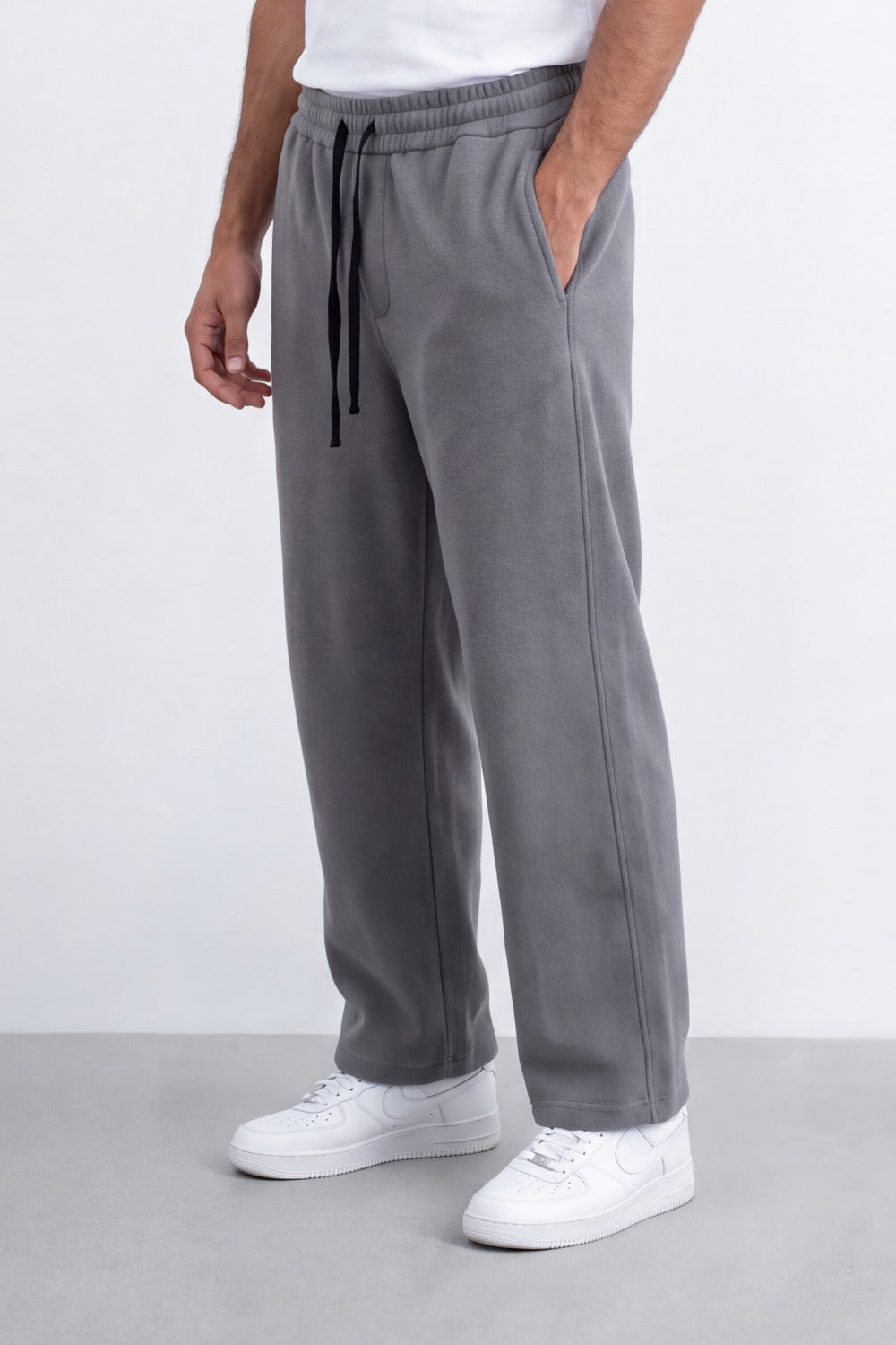Men's Tomato Store Soft Brushed Twill Sweatpants Elastic Drawstring Waist Relaxed Wide Leg