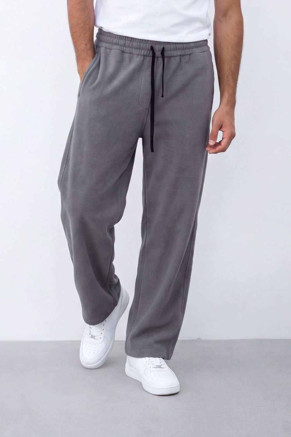 Men's Tomato Store Soft Brushed Twill Sweatpants Elastic Drawstring Waist Relaxed Wide Leg