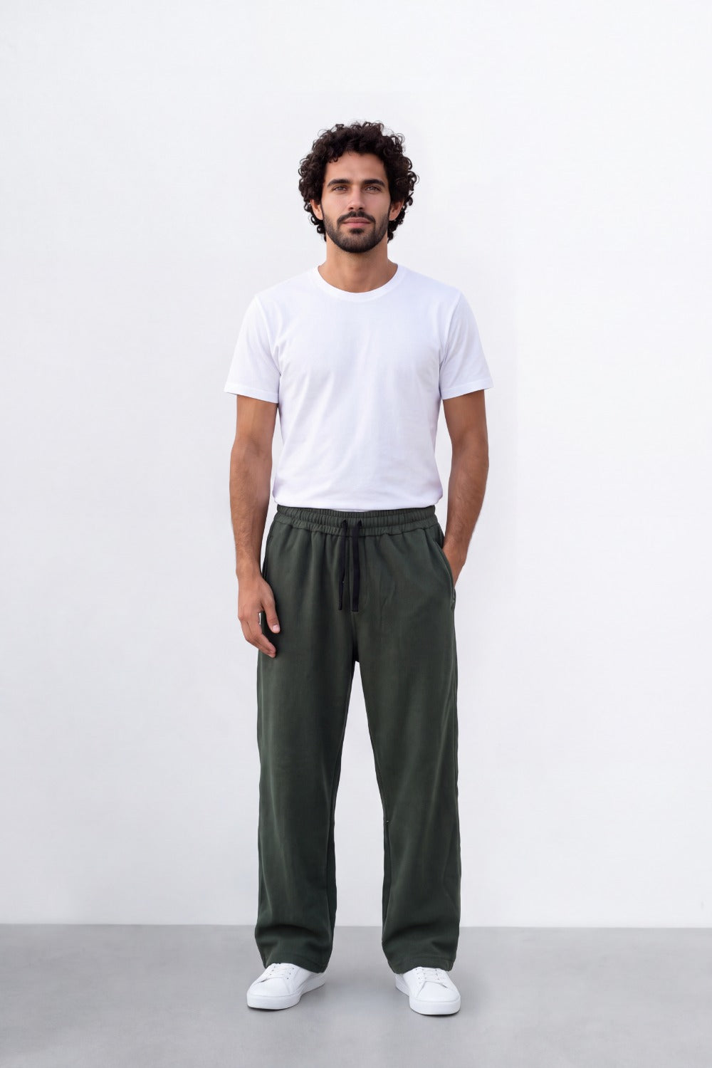 Men's Tomato Store Soft Brushed Twill Sweatpants Elastic Drawstring Waist Relaxed Wide Leg