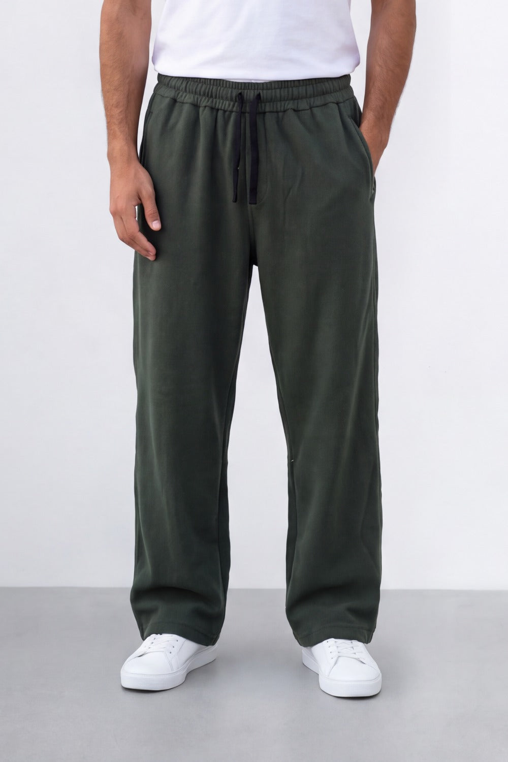 Men's Tomato Store Soft Brushed Twill Sweatpants Elastic Drawstring Waist Relaxed Wide Leg