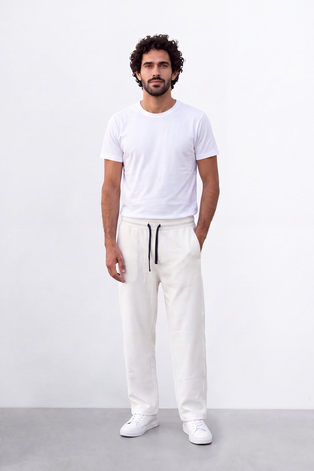 Men's Tomato Store Soft Brushed Twill Sweatpants Elastic Drawstring Waist Relaxed Wide Leg