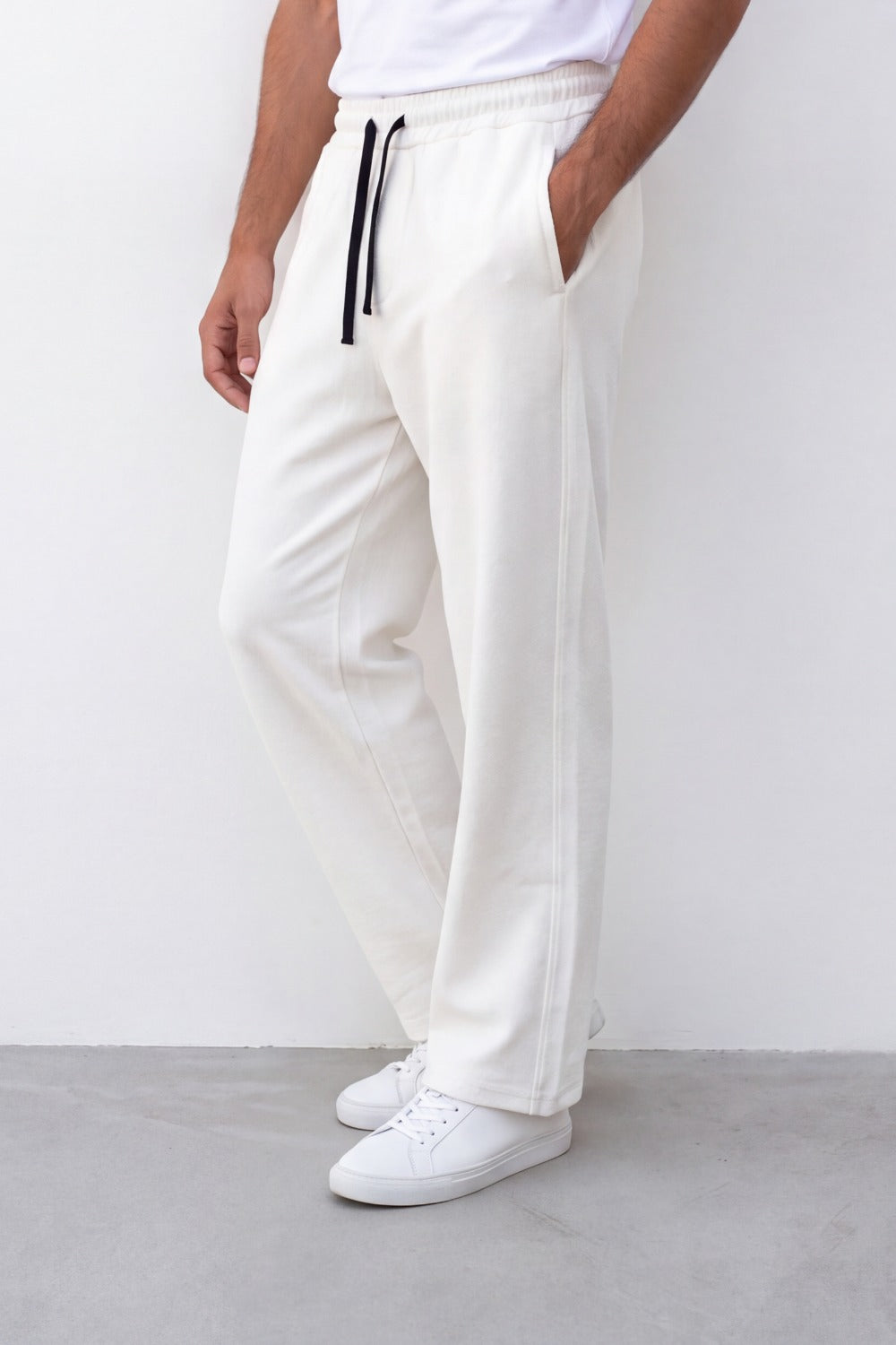 Men's Tomato Store Soft Brushed Twill Sweatpants Elastic Drawstring Waist Relaxed Wide Leg