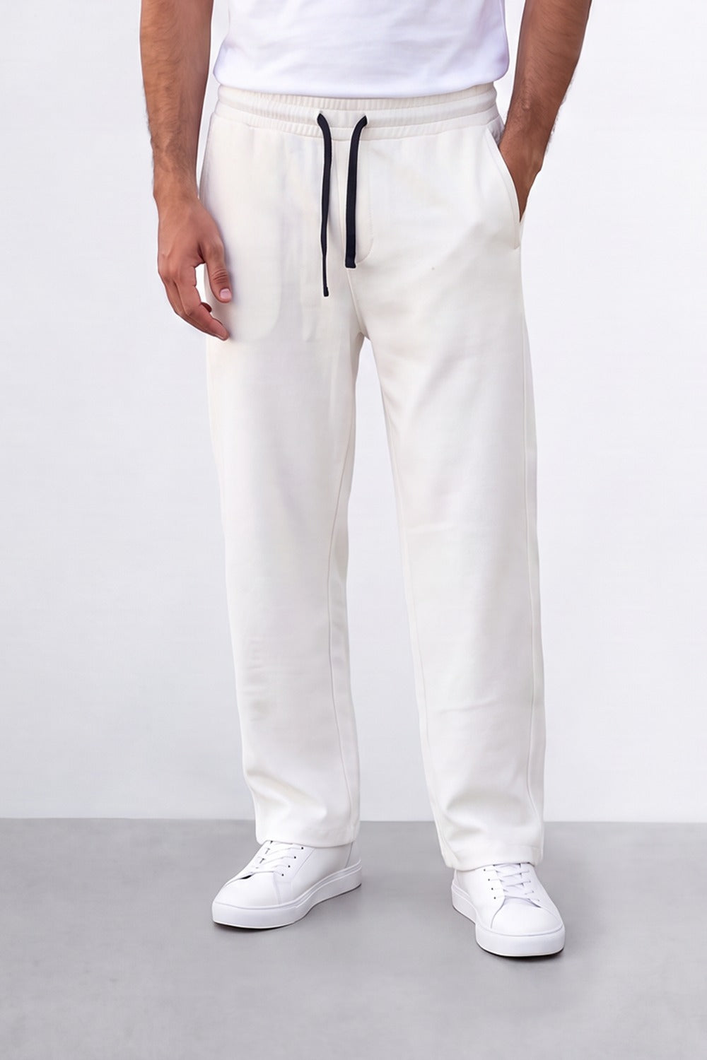 Men's Tomato Store Soft Brushed Twill Sweatpants Elastic Drawstring Waist Relaxed Wide Leg