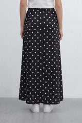Women’s Tomato Store Dot Flow Maxi Skirt With Smooth Woven Texture Allover Polka Dot Print Regular