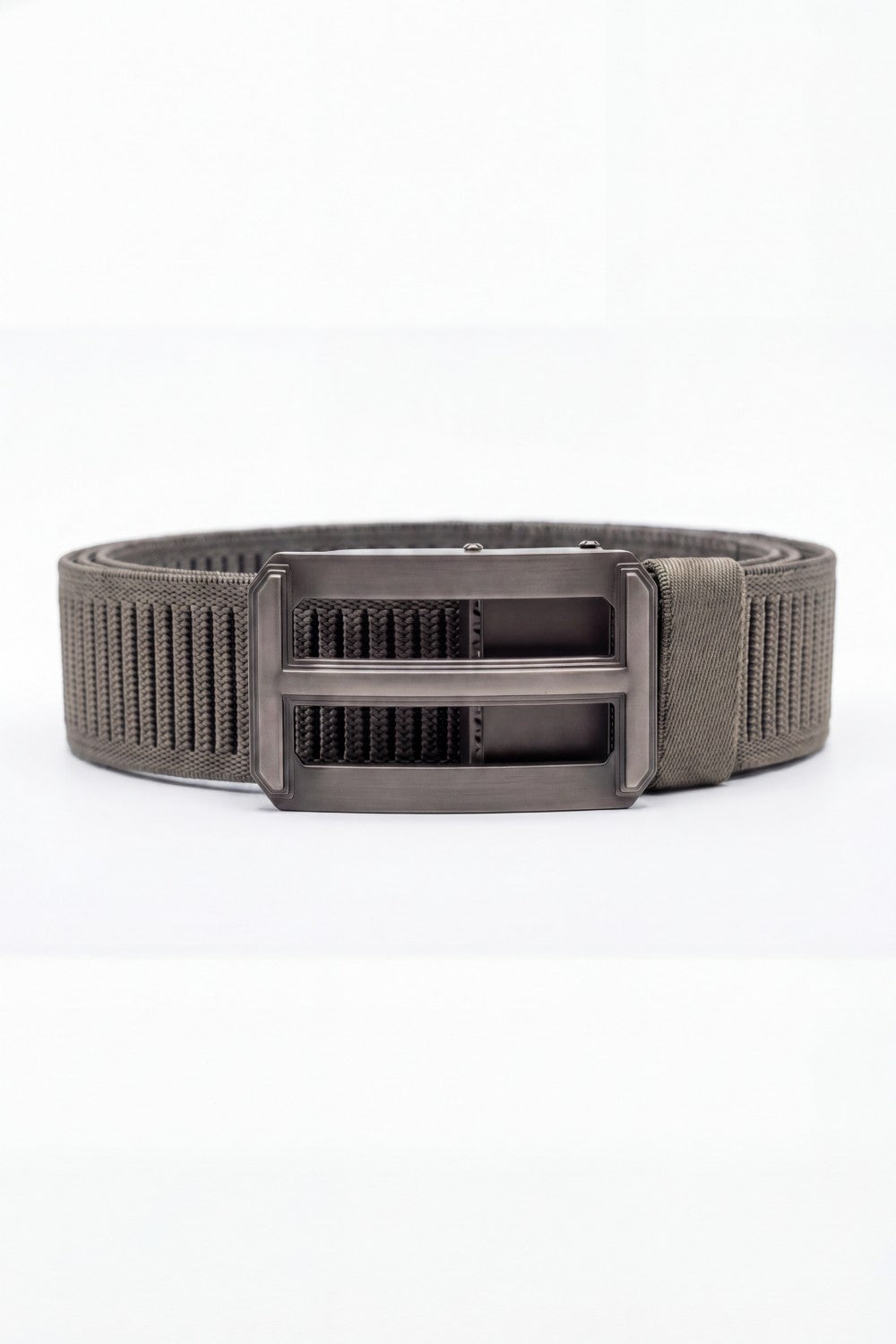 Men’s Tomato Store Ribbed Woven Belt Built Strong Strap Double Bar Buckle Adjustable Slide Fit Durable Edge Stitching