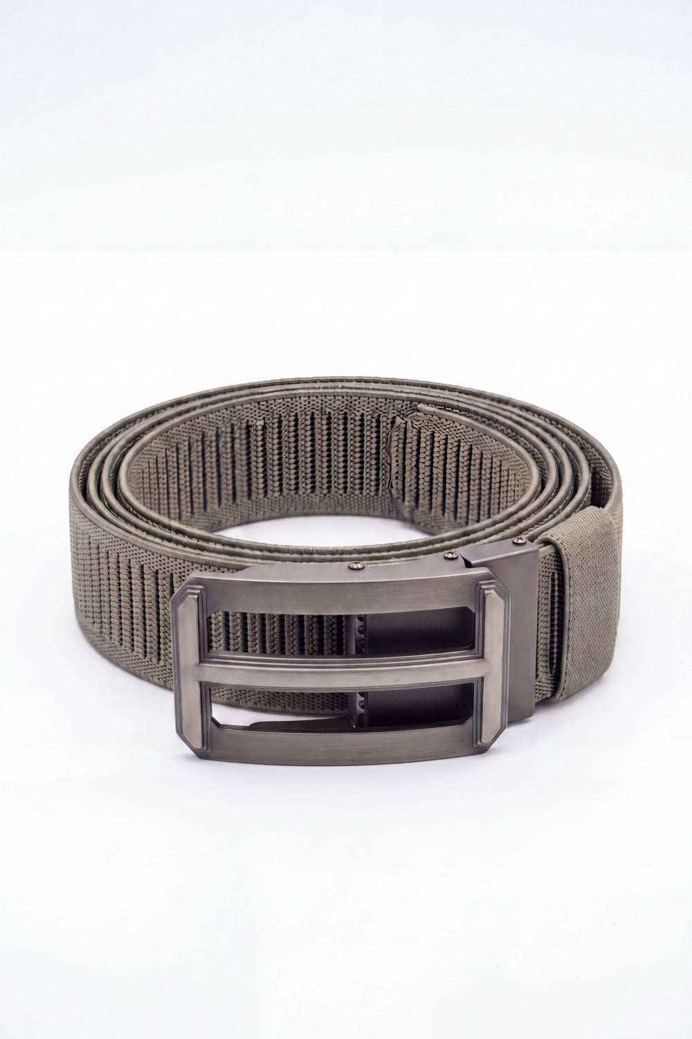 Men’s Tomato Store Ribbed Woven Belt Built Strong Strap Double Bar Buckle Adjustable Slide Fit Durable Edge Stitching