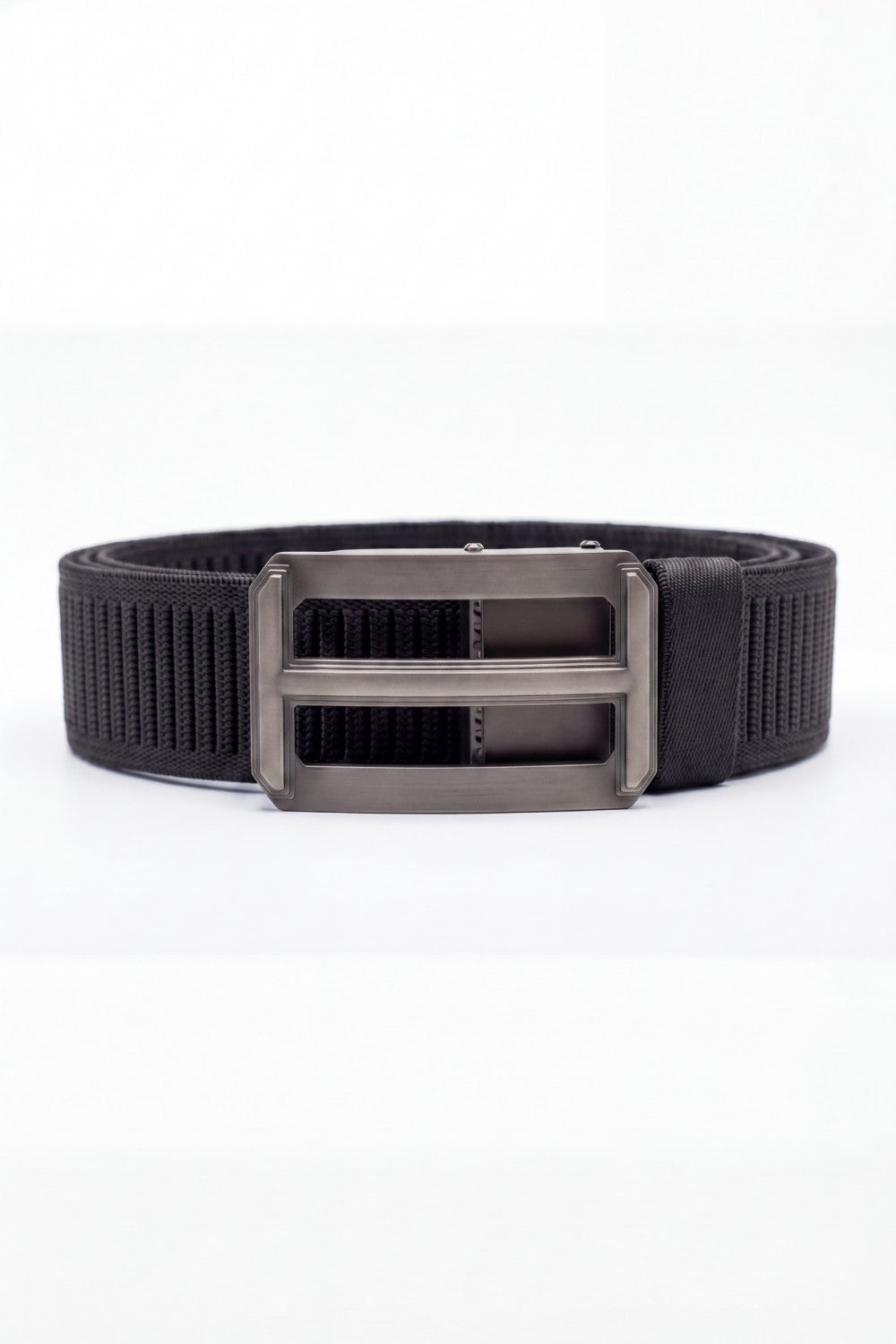 Men’s Tomato Store Ribbed Woven Belt Built Strong Strap Double Bar Buckle Adjustable Slide Fit Durable Edge Stitching