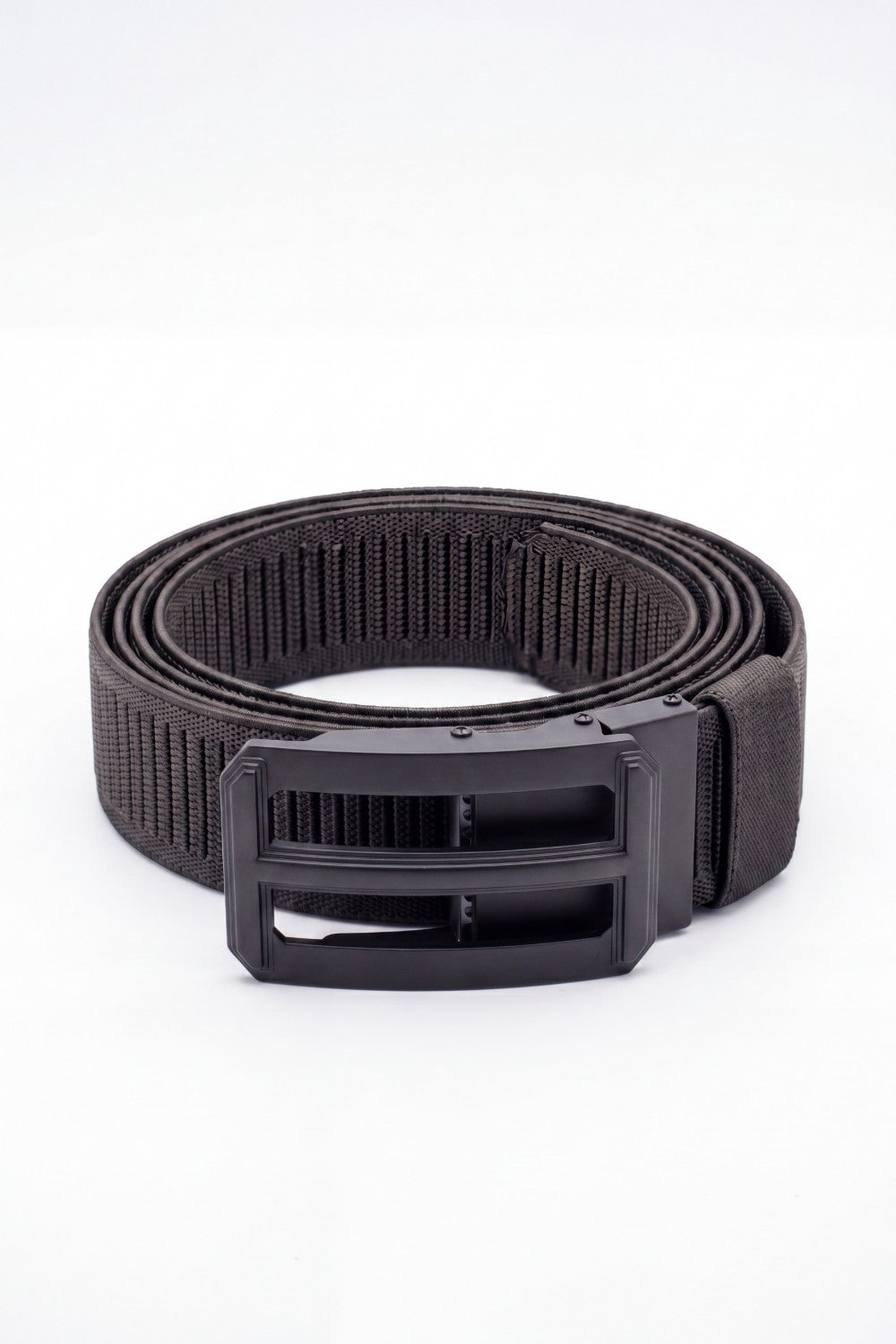 Men’s Tomato Store Ribbed Woven Belt Built Strong Strap Double Bar Buckle Adjustable Slide Fit Durable Edge Stitching
