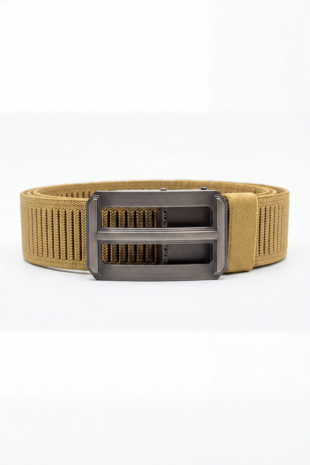 Men’s Tomato Store Ribbed Woven Belt Built Strong Strap Double Bar Buckle Adjustable Slide Fit Durable Edge Stitching