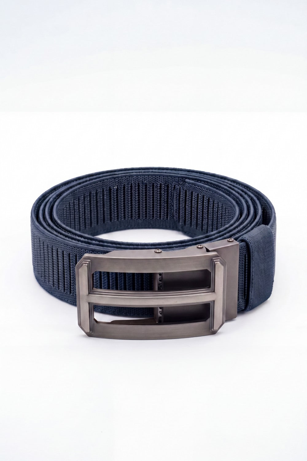 Men’s Tomato Store Ribbed Woven Belt Built Strong Strap Double Bar Buckle Adjustable Slide Fit Durable Edge Stitching