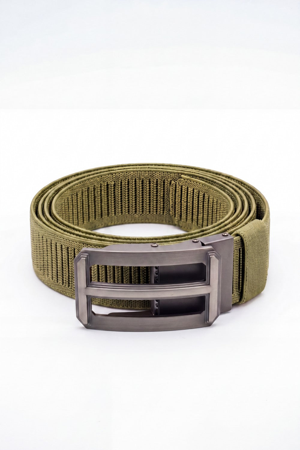 Men’s Tomato Store Ribbed Woven Belt Built Strong Strap Double Bar Buckle Adjustable Slide Fit Durable Edge Stitching