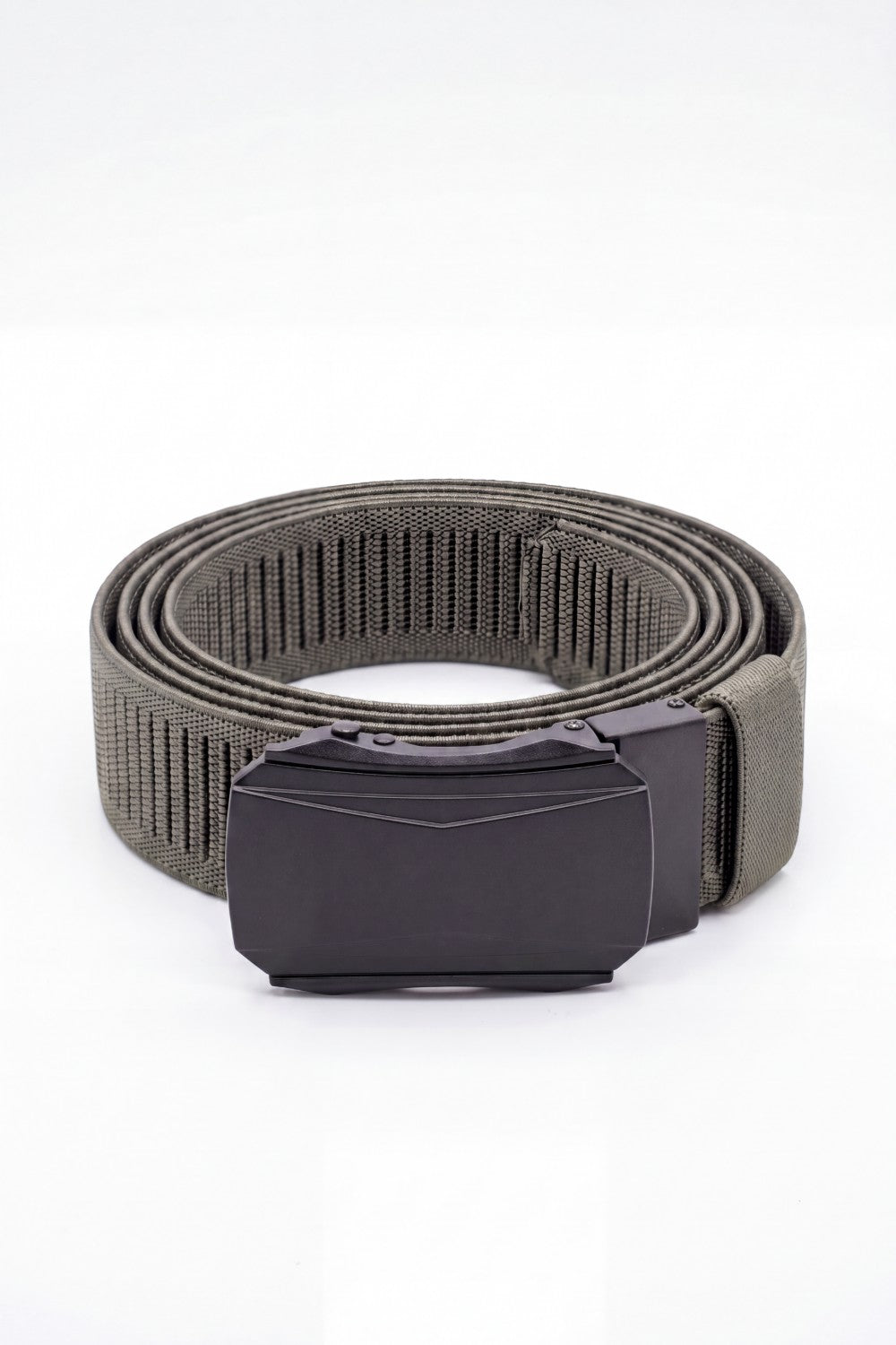 Men’s Tomato Store Faceted Buckle Web Belt With Stretch Woven Strap Push Lock Closure