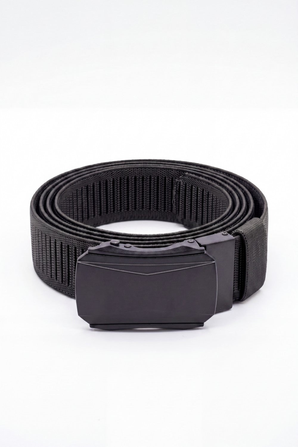 Men’s Tomato Store Faceted Buckle Web Belt With Stretch Woven Strap Push Lock Closure