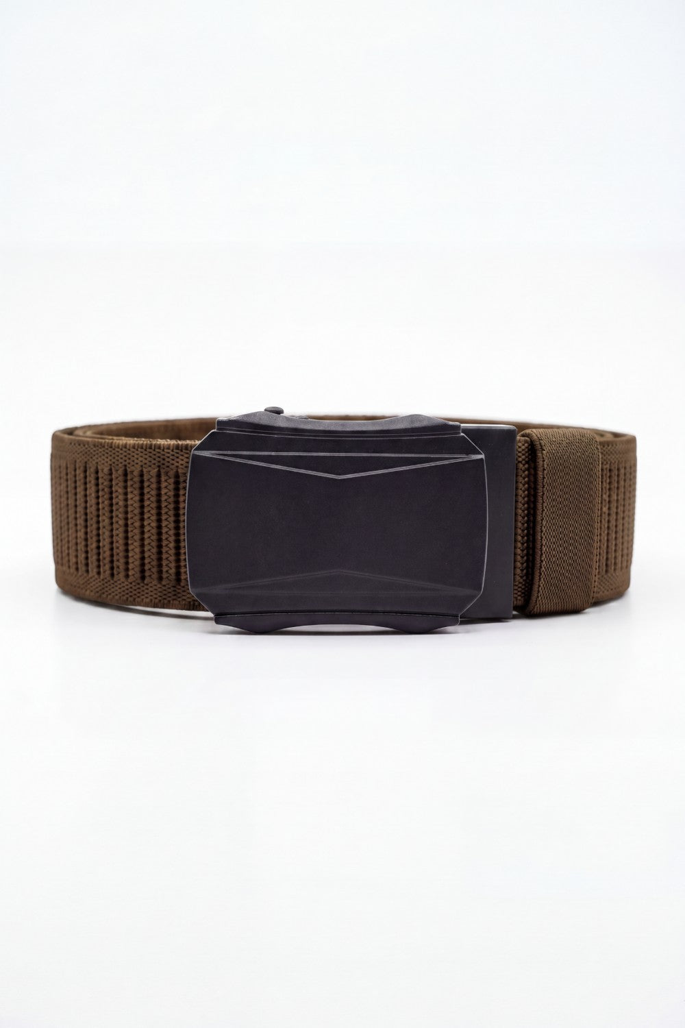 Men’s Tomato Store Faceted Buckle Web Belt With Stretch Woven Strap Push Lock Closure