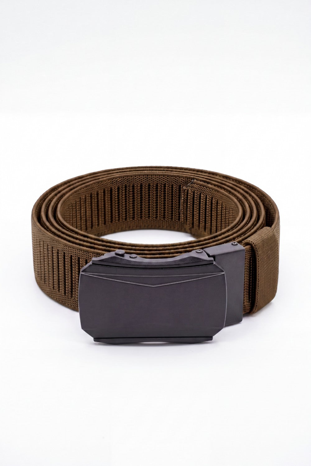Men’s Tomato Store Faceted Buckle Web Belt With Stretch Woven Strap Push Lock Closure