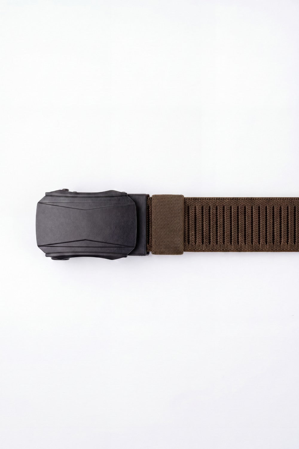 Men’s Tomato Store Faceted Buckle Web Belt With Stretch Woven Strap Push Lock Closure