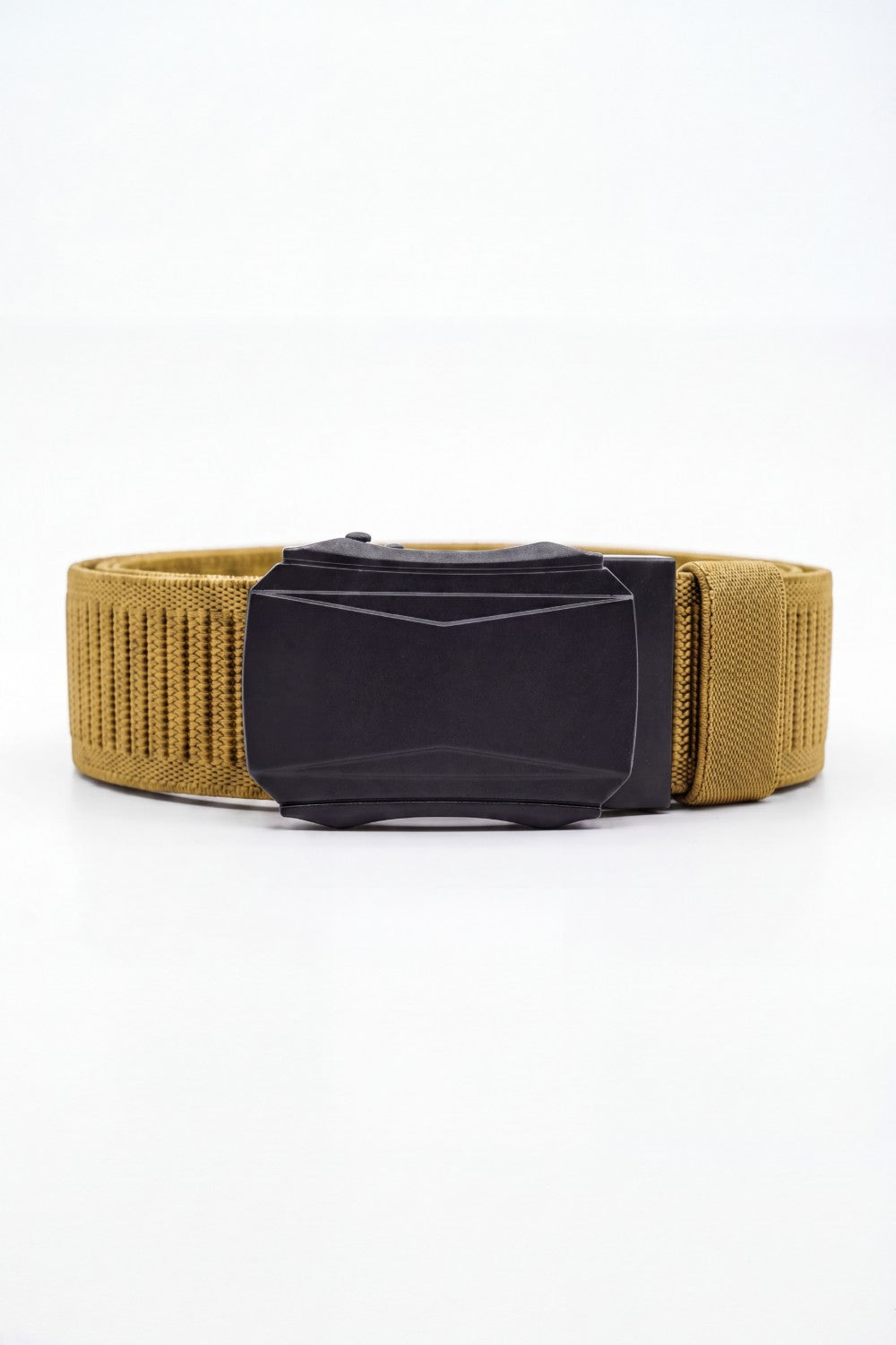 Men’s Tomato Store Faceted Buckle Web Belt With Stretch Woven Strap Push Lock Closure