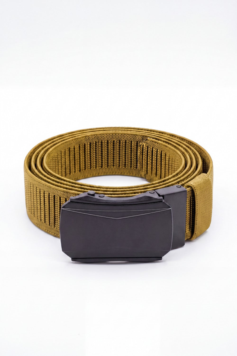 Men’s Tomato Store Faceted Buckle Web Belt With Stretch Woven Strap Push Lock Closure