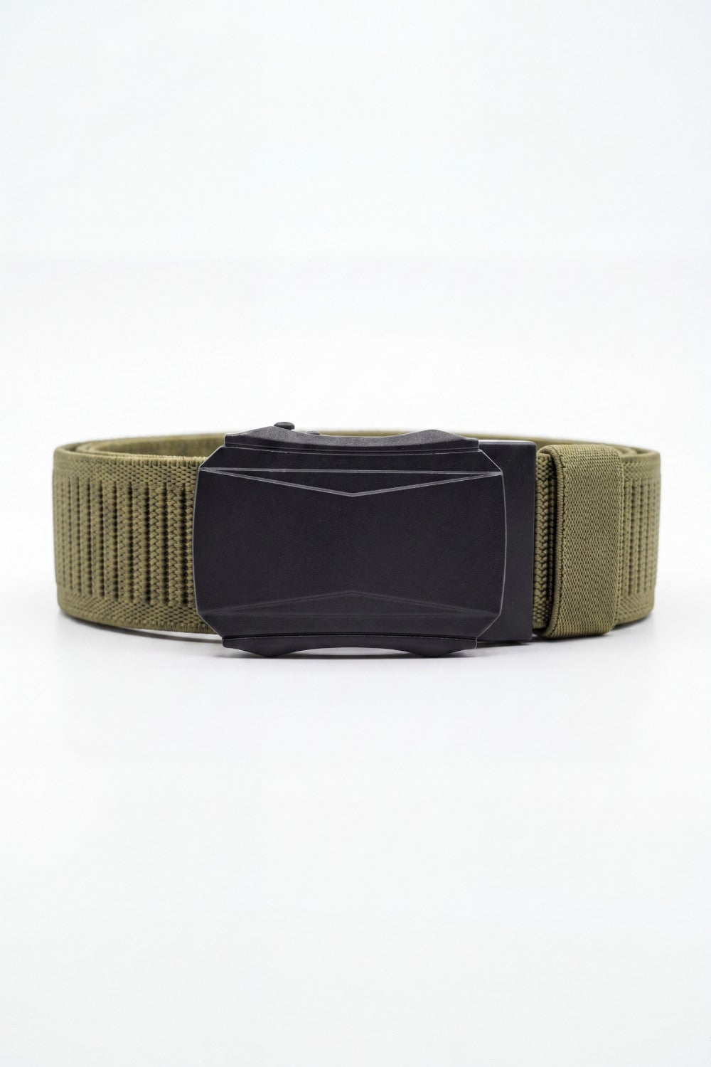 Men’s Tomato Store Faceted Buckle Web Belt With Stretch Woven Strap Push Lock Closure