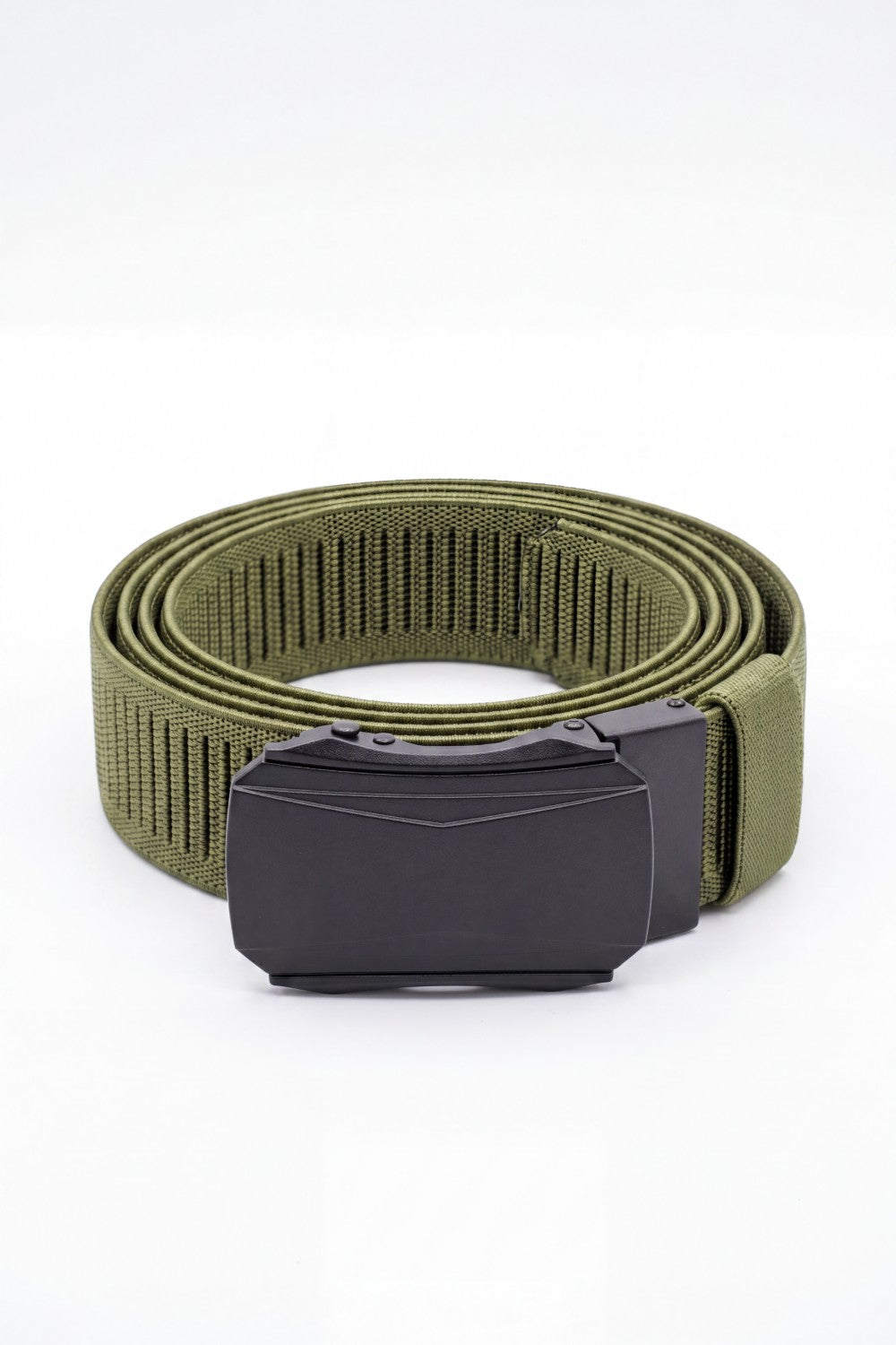 Men’s Tomato Store Faceted Buckle Web Belt With Stretch Woven Strap Push Lock Closure
