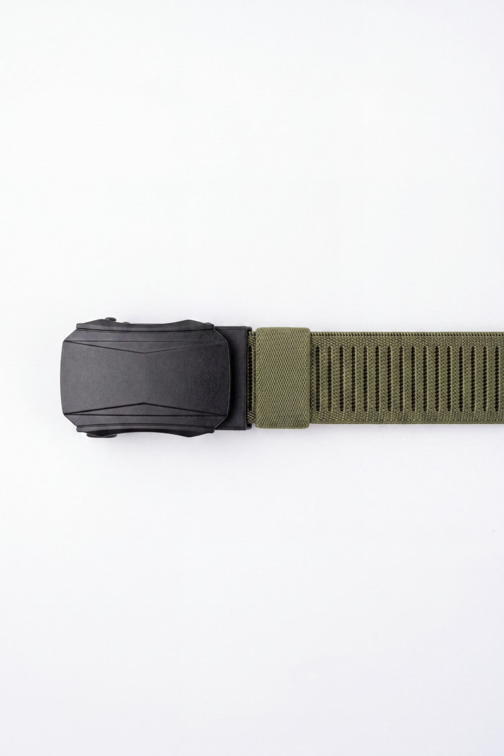 Men’s Tomato Store Faceted Buckle Web Belt With Stretch Woven Strap Push Lock Closure
