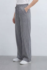 Women’s Tomato Store Breeze Drawcord Straight Pants With Linen Look Slub Texture Plain Washed Surface