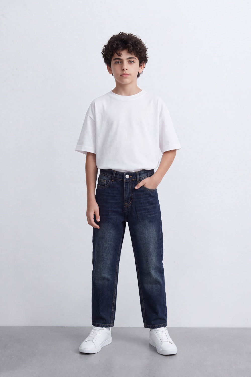 Boy's Tomato Store Dark Wash Denim Jeans Pants Subtle Faded Effect Classic Five-Pocket Boyfriend