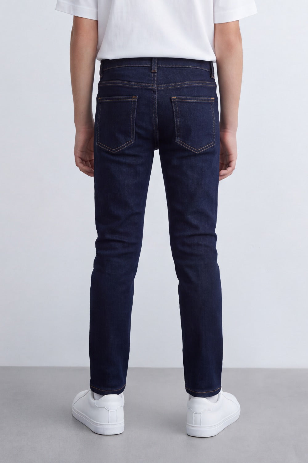 Boy's Tomato Store Mid-Wash Denim Jeans Subtle Whisker Fade Classic Five-Pocket Design Slim Fit