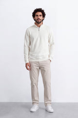 Men's Tomato Store Textured Knit Slim Fit Sweatshirt Quarter-Zip High Neck
