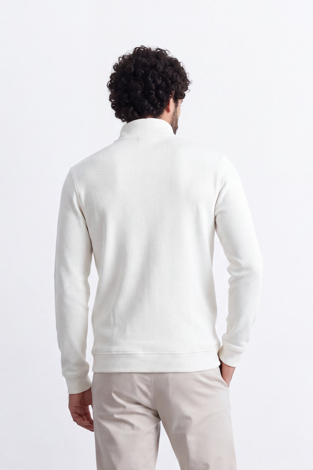 Men's Tomato Store Textured Knit Slim Fit Sweatshirt Quarter-Zip High Neck