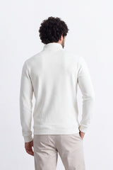 Men's Tomato Store Textured Knit Slim Fit Sweatshirt Quarter-Zip High Neck