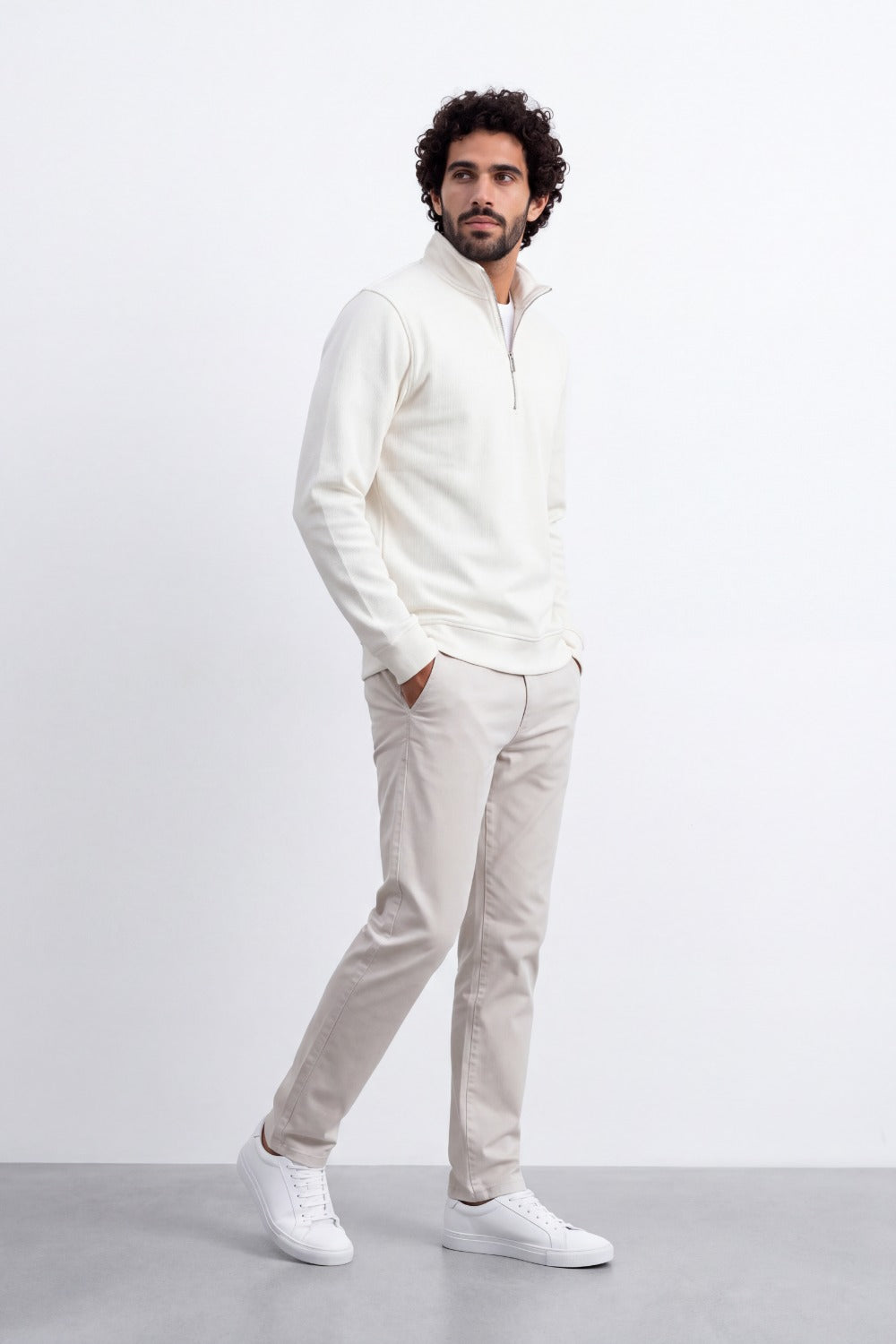 Men's Tomato Store Textured Knit Slim Fit Sweatshirt Quarter-Zip High Neck
