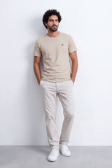 Men's Tomato Store Combed  T-Shirt Minimal Chest Emblem Clean Crew Neck Short Sleeve Slim Fit