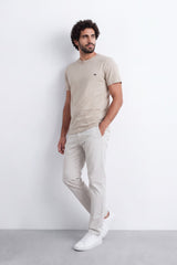 Men's Tomato Store Combed  T-Shirt Minimal Chest Emblem Clean Crew Neck Short Sleeve Slim Fit