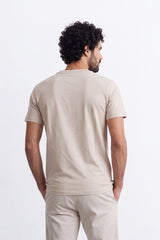 Men's Tomato Store Combed  T-Shirt Minimal Chest Emblem Clean Crew Neck Short Sleeve Slim Fit