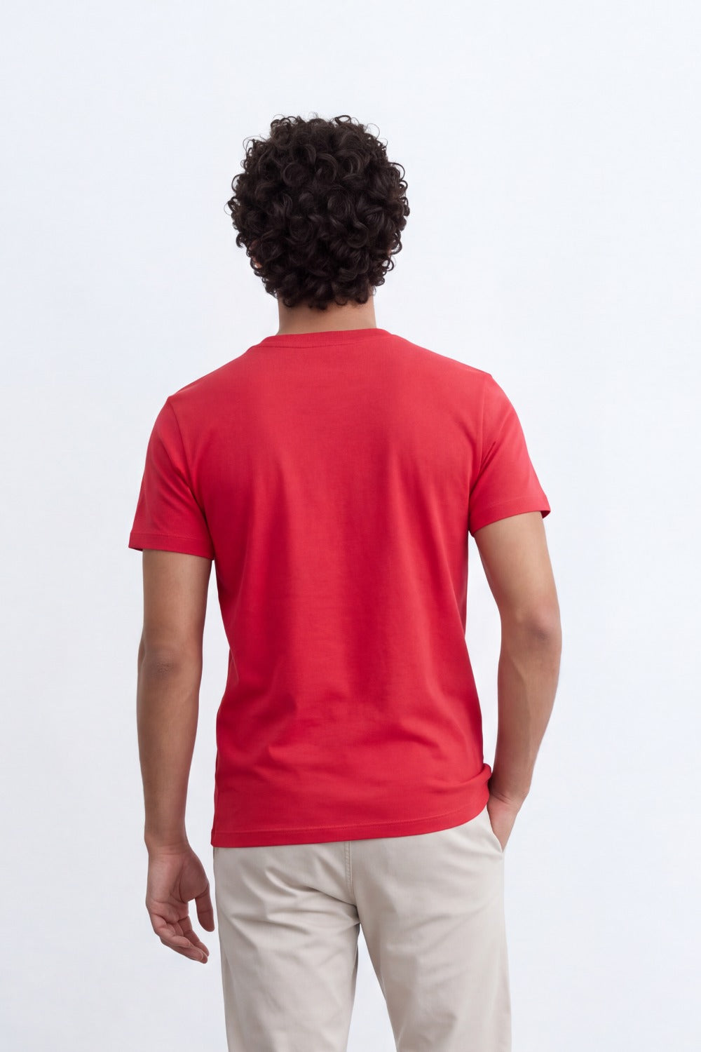 Men's Tomato Store Combed  T-Shirt Minimal Chest Emblem Clean Crew Neck Short Sleeve Slim Fit