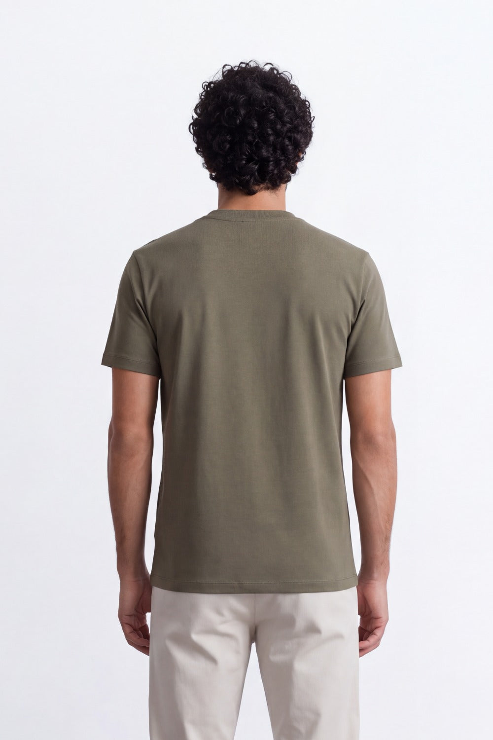 Men's Tomato Store Combed  T-Shirt Minimal Chest Emblem Clean Crew Neck Short Sleeve Slim Fit