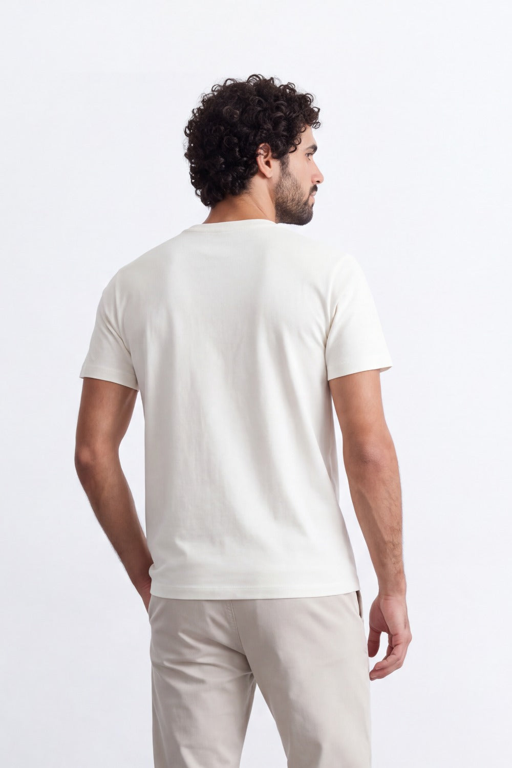 Men's Tomato Store Combed  T-Shirt Minimal Chest Emblem Clean Crew Neck Short Sleeve Slim Fit