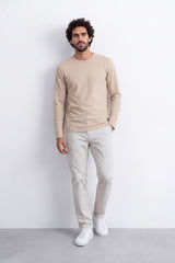 Men's Tomato Store Soft Combed Long Sleeve T-Shirt Clean Crew Neck Minimal Design Slim Fit