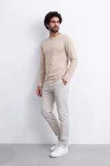 Men's Tomato Store Soft Combed Long Sleeve T-Shirt Clean Crew Neck Minimal Design Slim Fit