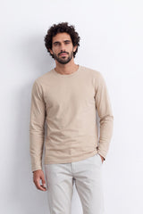 Men's Tomato Store Soft Combed Long Sleeve T-Shirt Clean Crew Neck Minimal Design Slim Fit