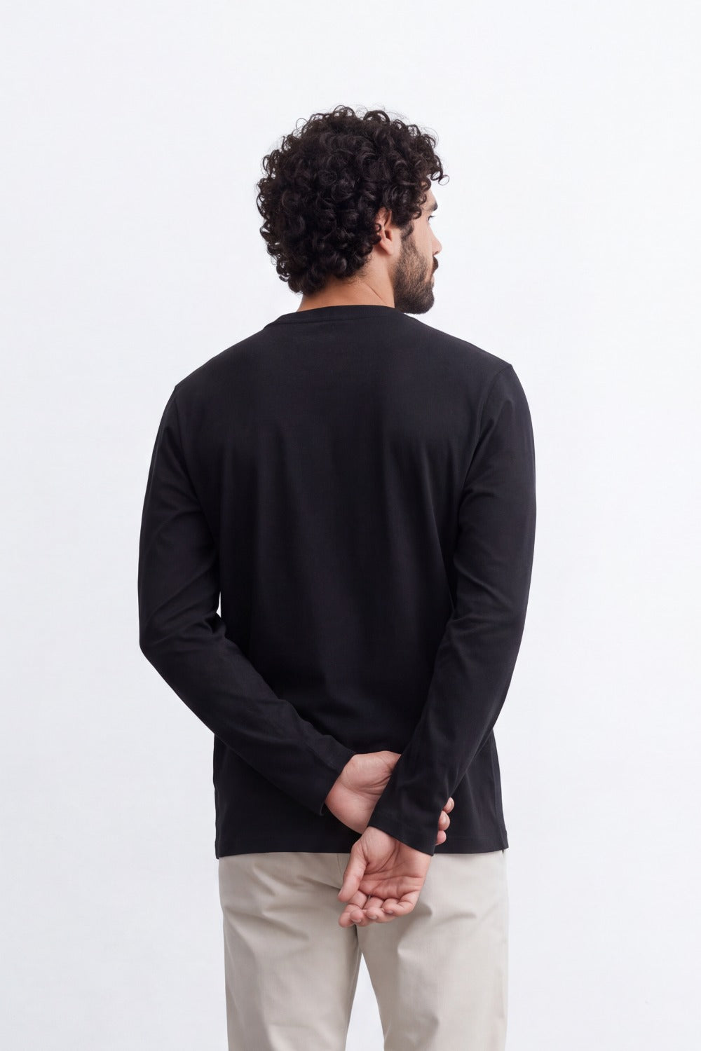 Men's Tomato Store Soft Combed Long Sleeve T-Shirt Clean Crew Neck Minimal Design Slim Fit