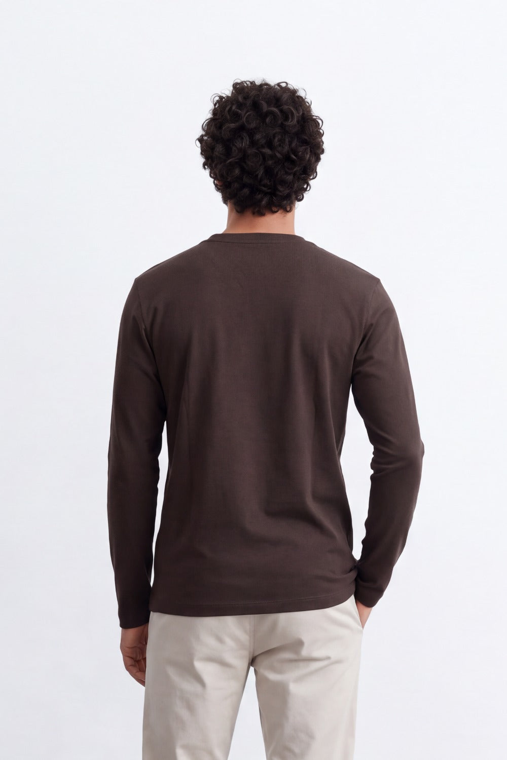 Men's Tomato Store Soft Combed Long Sleeve T-Shirt Clean Crew Neck Minimal Design Slim Fit