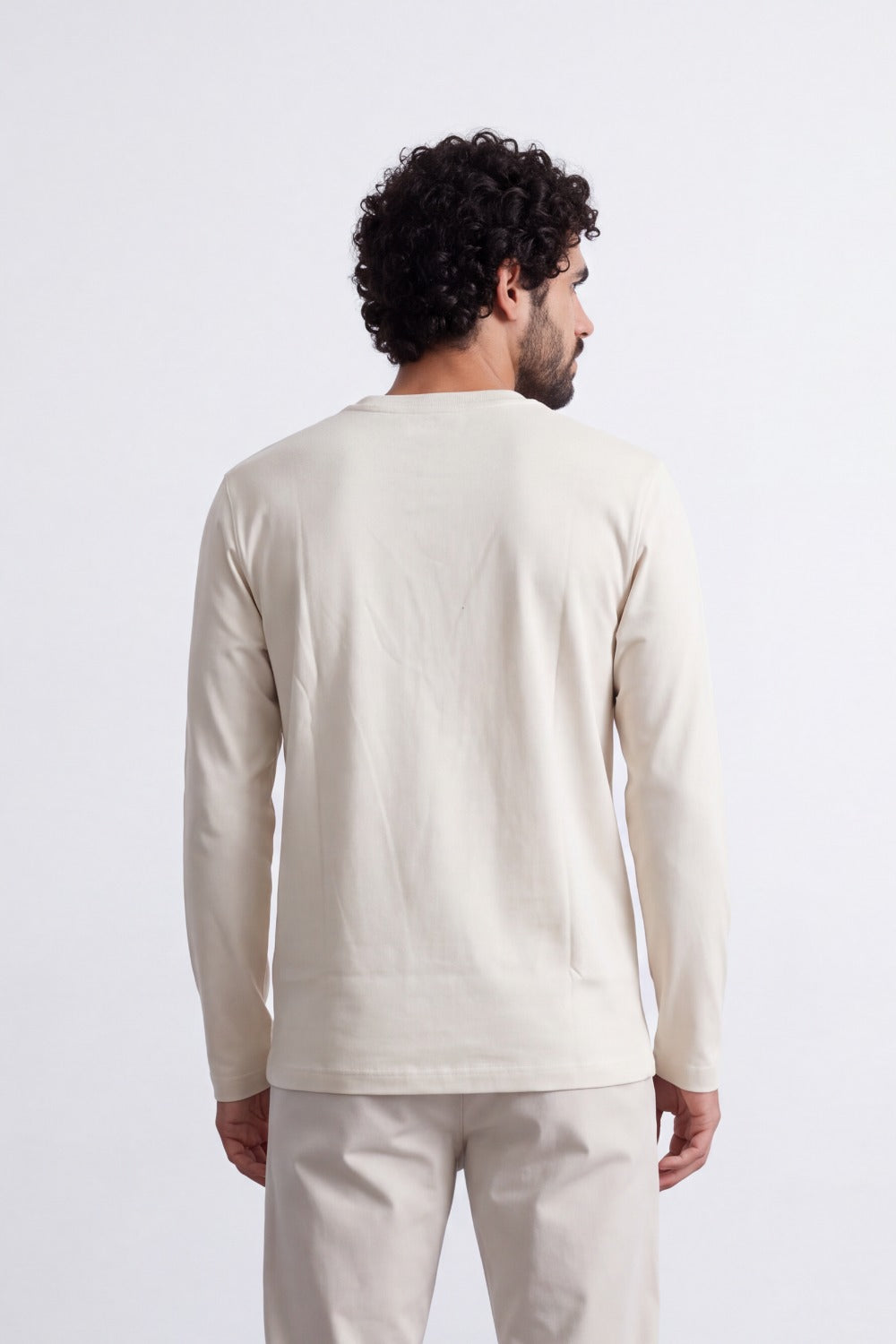 Men's Tomato Store Soft Combed Long Sleeve T-Shirt Clean Crew Neck Minimal Design Slim Fit