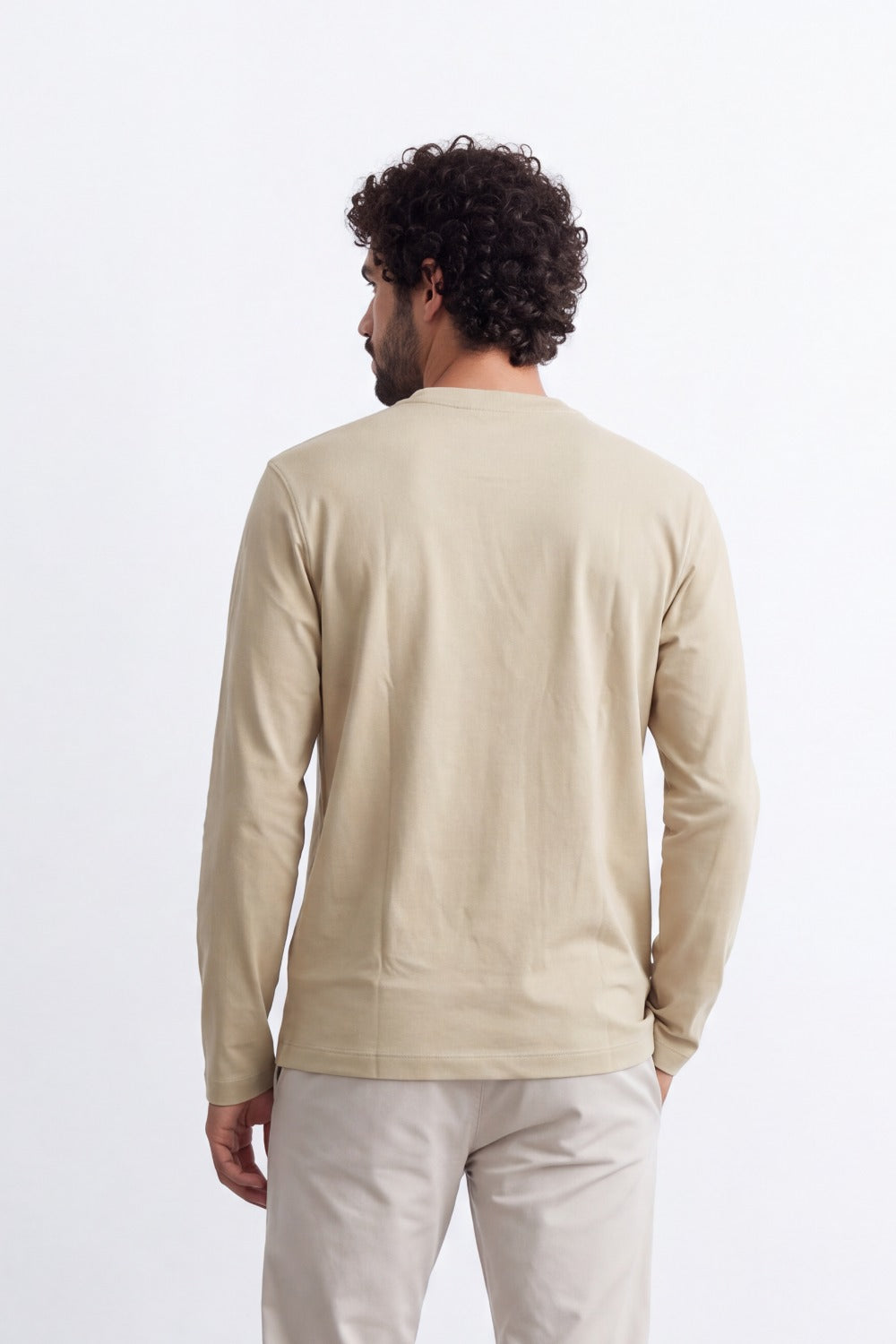 Men's Tomato Store Soft Combed Long Sleeve T-Shirt Clean Crew Neck Minimal Design Slim Fit