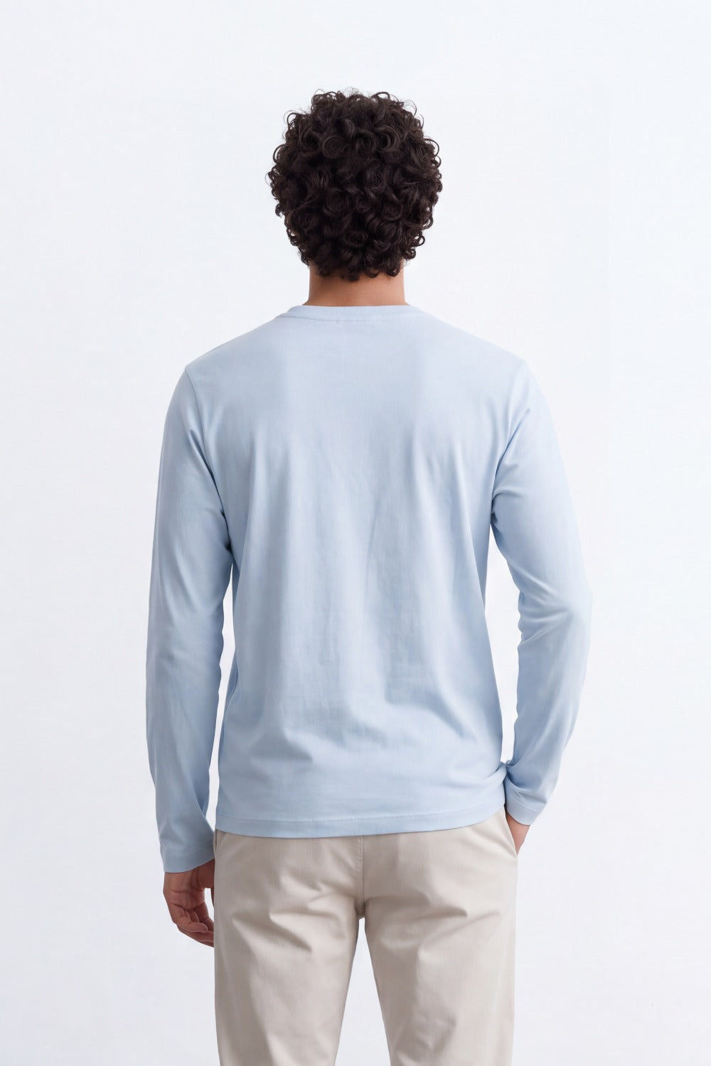 Men's Tomato Store Soft Combed Long Sleeve T-Shirt Clean Crew Neck Minimal Design Slim Fit
